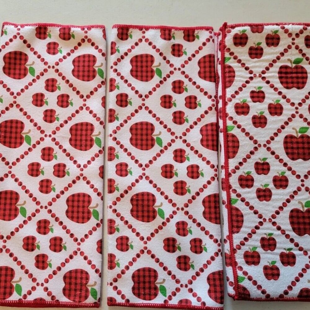 KITCHEN RED APPLE PRINT SET